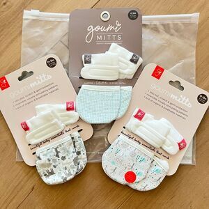 NWT Goumi Kids Baby Mitts Lot SZ 0-3 mo Rare HTF Drops Aqua Forest Bamboo